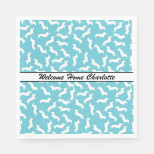 Serviette En Papier Serviettes Dachshund Party bleu et blanc