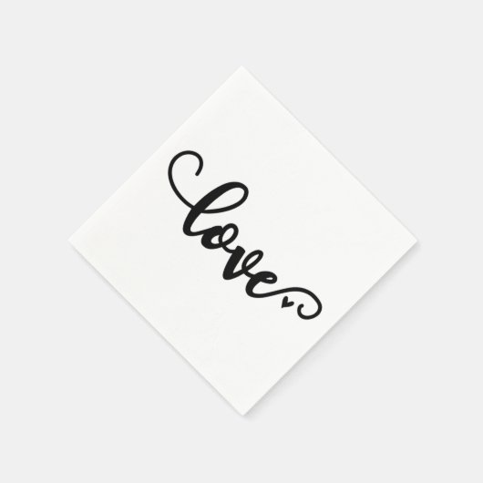 Serviette En Papier Serviettes d'amour de script, police noire (Coin)