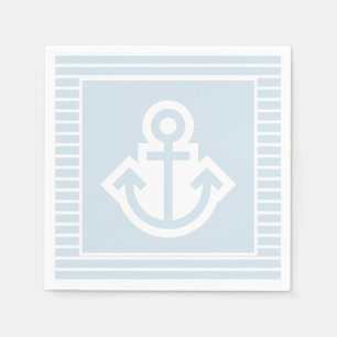 Serviette En Papier Serviettes d'ancre bleu clair et blanc