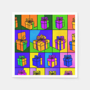Serviette En Papier Serviettes d'anniversaire avec motif cadeau