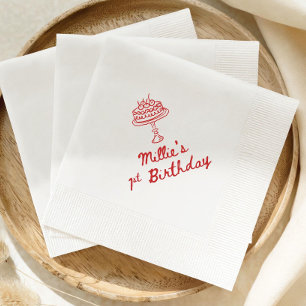 Serviette En Papier Serviettes d'anniversaire Cerise Elle est la ceris