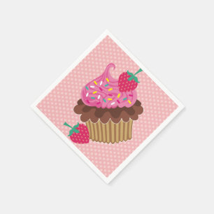 Serviette En Papier Serviettes d'anniversaire Cupcake fraise et chocol