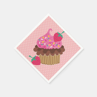 Serviette En Papier Serviettes d'anniversaire Cupcake fraise et chocol