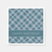 Serviette En Papier Serviettes d'Anniversaire Cyan Plaid Motif (Devant)