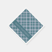 Serviette En Papier Serviettes d'Anniversaire Cyan Plaid Motif (Coin)