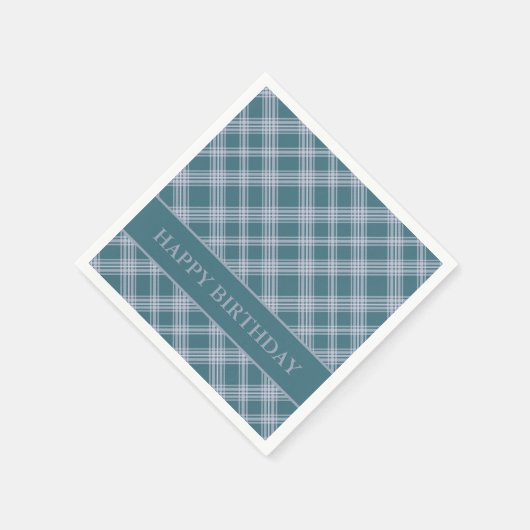Serviette En Papier Serviettes d'Anniversaire Cyan Plaid Motif (Coin)