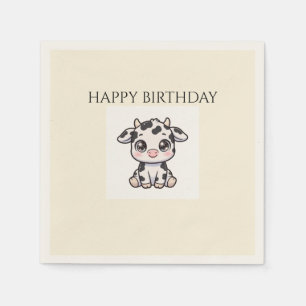 Serviette En Papier Serviettes d'anniversaire de bébé vache mignonnes