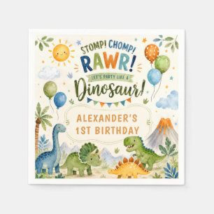 Serviette En Papier Serviettes d'anniversaire de dinosaure mignon garç