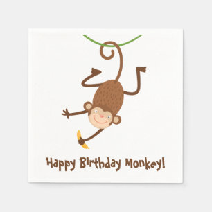 Serviette En Papier Serviettes d'anniversaire de singe
