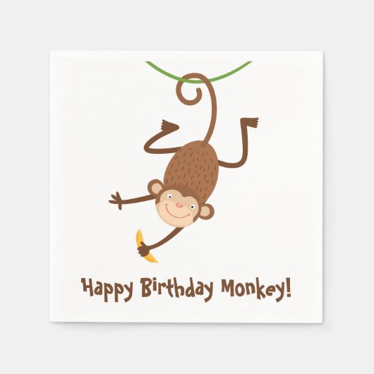 Serviette En Papier Serviettes d'anniversaire de singe (Devant)