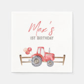 Serviette En Papier Serviettes d'anniversaire du tracteur rouge (Devant)