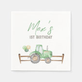 Serviette En Papier Serviettes d'anniversaire du tracteur vert (Devant)
