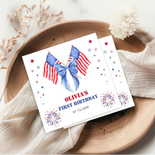 Serviette En Papier Serviettes d'anniversaire fille noeud drapeau amér
