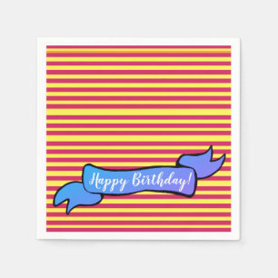 Serviette En Papier Serviettes d'anniversaire jaune et rose