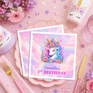 Serviette En Papier Serviettes d'anniversaire Licorne Magique Jour Pas