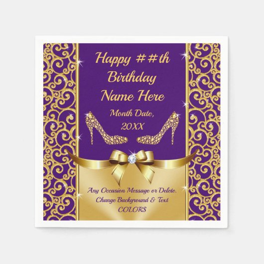 Serviette En Papier Serviettes d'anniversaire personnalisées, changer  (Devant)