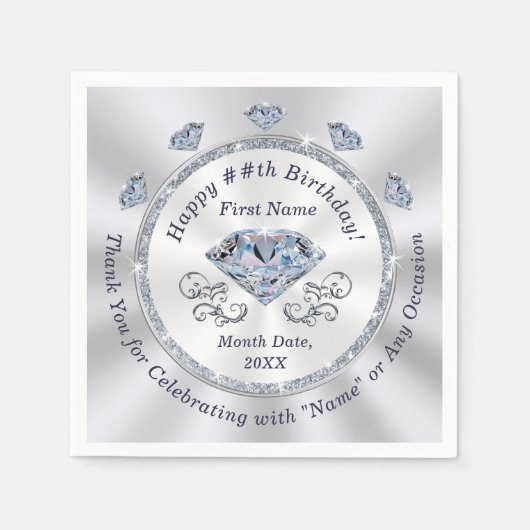 Serviette En Papier Serviettes d'anniversaire personnalisées, Cocktail (Devant)