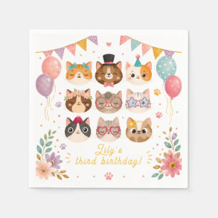 Serviette En Papier Serviettes d'anniversaire pour chat mignon