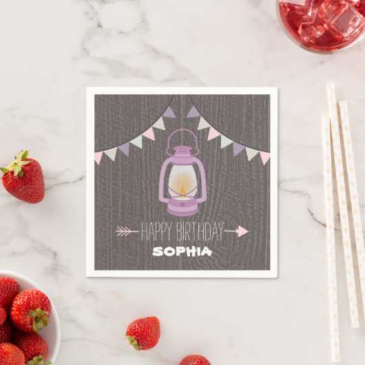 Serviette En Papier Serviettes d'anniversaire violette (En situation)