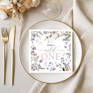 Serviette En Papier Serviettes d'anniversaire Wild One Wildflower