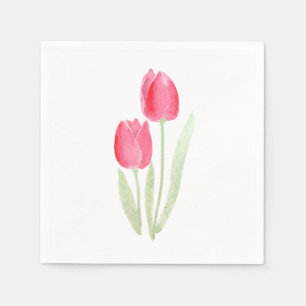 Serviette En Papier serviettes d'aquarelle en tulipe rouge