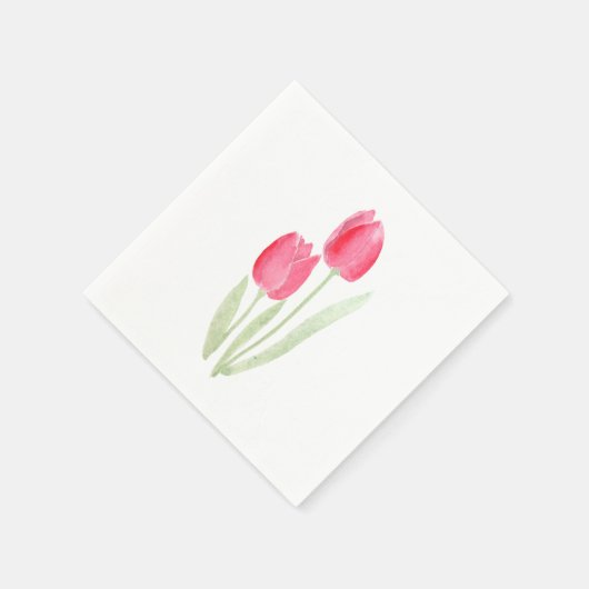 Serviette En Papier serviettes d'aquarelle en tulipe rouge (Coin)