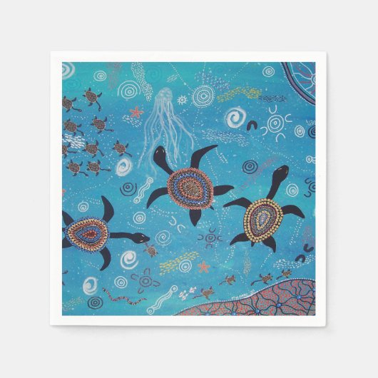 Serviette En Papier Serviettes d'art autochtone de rêve de tortue (Devant)