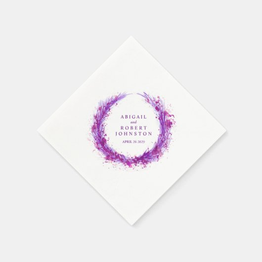 Serviette En Papier serviettes d'art en aquarelle violet mariage (Coin)