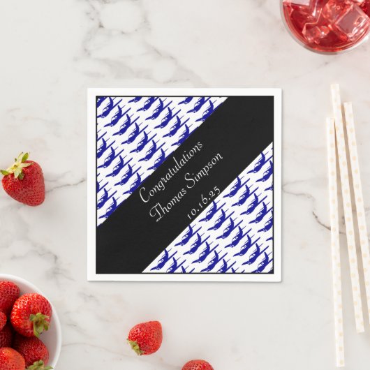 Serviette En Papier serviettes d'avion bleu noir personnalisables (En situation)