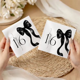 Serviette En Papier Serviettes de 16 Black Bow Party