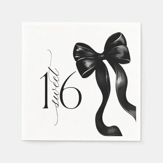 Serviette En Papier Serviettes de 16 Black Bow Party (Devant)