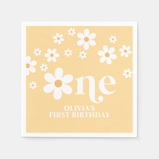 Serviette En Papier serviettes de 1er anniversaire de marguerite (Devant)