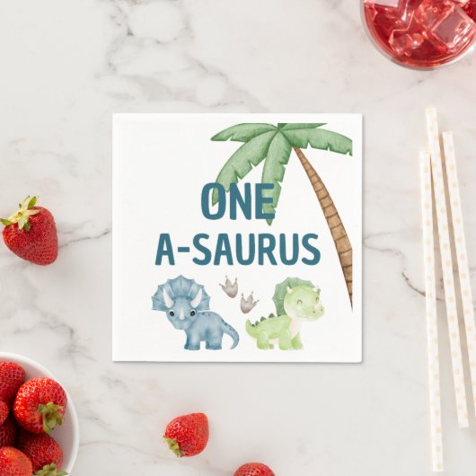 Serviette En Papier serviettes de 1er anniversaire One-A-Saurus (En situation)