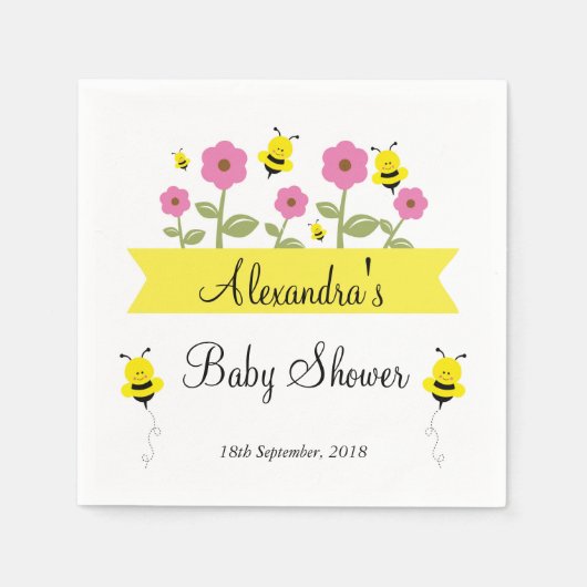 Serviette En Papier Serviettes de Baby shower Bumble Bee (Devant)