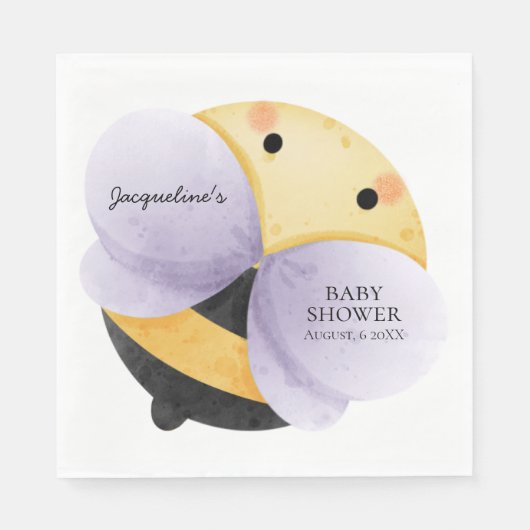 Serviette En Papier Serviettes de Baby shower Bumblebee (violet) (Devant)