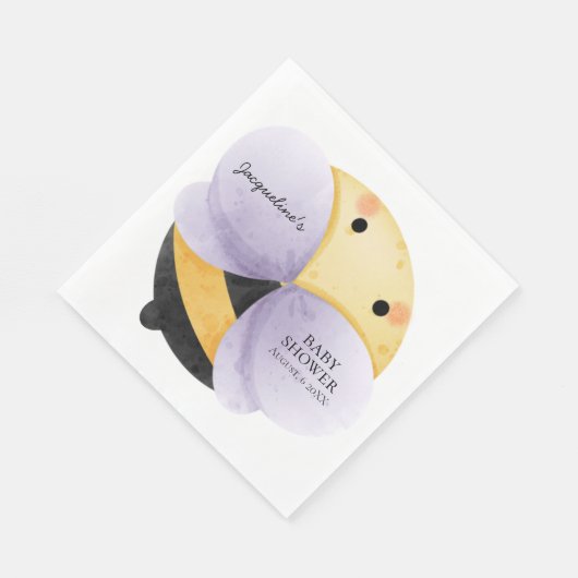 Serviette En Papier Serviettes de Baby shower Bumblebee (violet) (Coin)