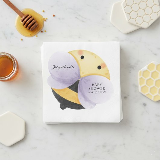 Serviette En Papier Serviettes de Baby shower Bumblebee (violet)