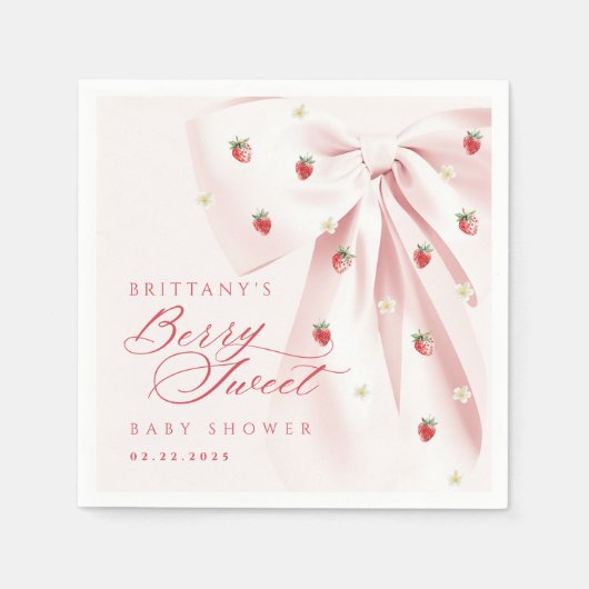 Serviette En Papier Serviettes de Baby shower de boule rose doux Berry (Devant)