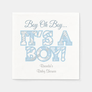Serviette En Papier Serviettes de baby shower de plaid de bleus