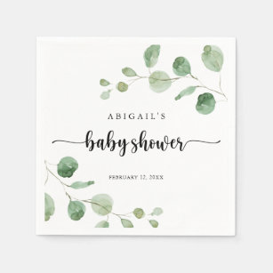 Serviette En Papier Serviettes de Baby shower Eucalyptus de luxe vert