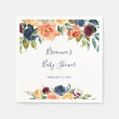 Serviette En Papier Serviettes de Baby shower Floral Élégantes (Devant)