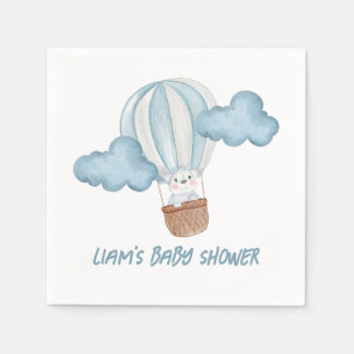 Serviette En Papier Serviettes de Baby Shower Modifiables Bleu et Blan