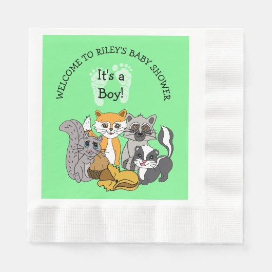 Serviette En Papier Serviettes de Baby shower pour garçon à thème Wood (Devant)