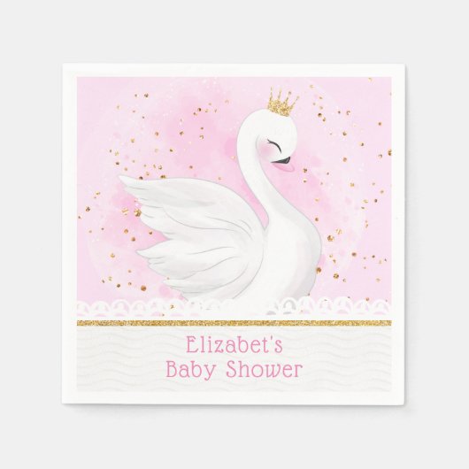 Serviette En Papier Serviettes de Baby shower Princess Swan (Devant)