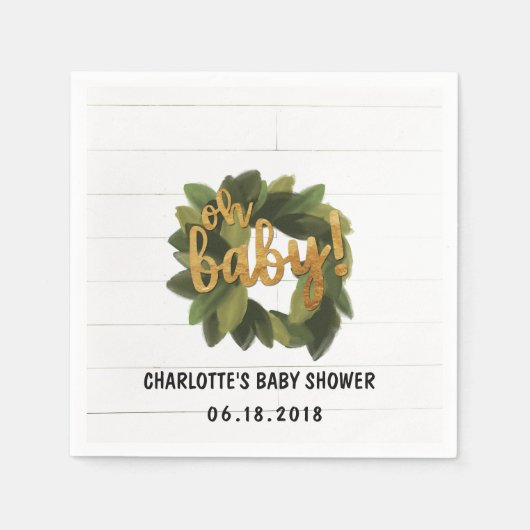 Serviette En Papier Serviettes de Baby shower Rustique Shiplap (Devant)
