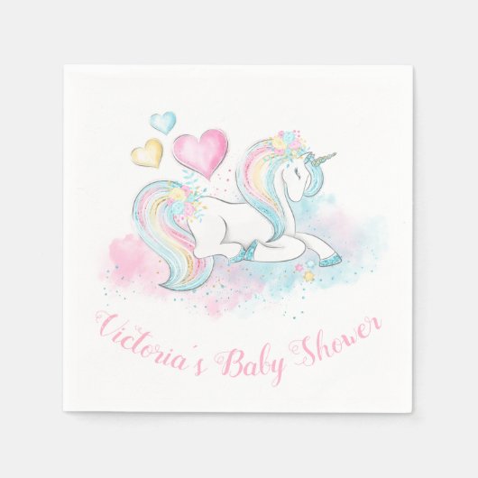 Serviette En Papier serviettes de Baby shower Unicorne (Devant)