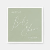 Serviette En Papier Serviettes de Baby shower vert de Sage Whimsical (Devant)