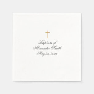 Serviette En Papier Serviettes de baptême croix dorée simple élégante