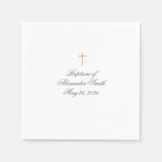 Serviette En Papier Serviettes de baptême croix dorée simple élégante (Devant)