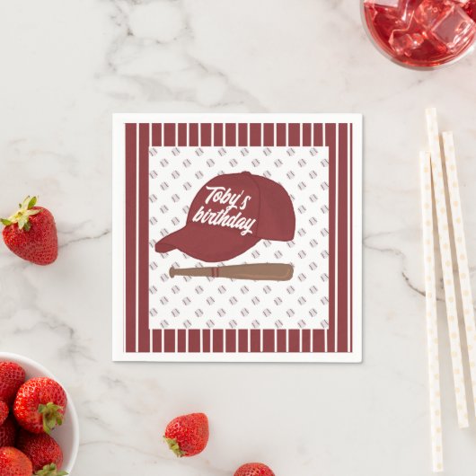 Serviette En Papier serviettes de base-ball rouges personnalisées (En situation)